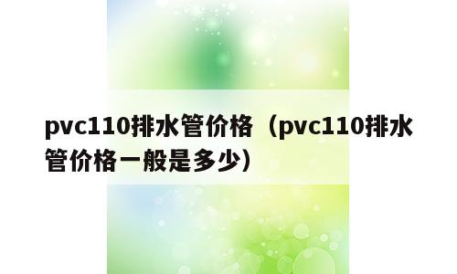 pvc110排水管价格（pvc110排水管价格一般是多少）