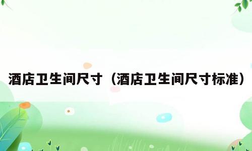 酒店卫生间尺寸（酒店卫生间尺寸标准）