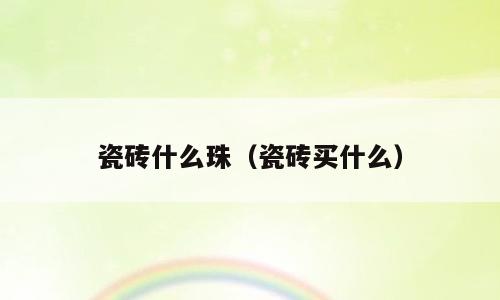 瓷砖什么珠（瓷砖买什么）