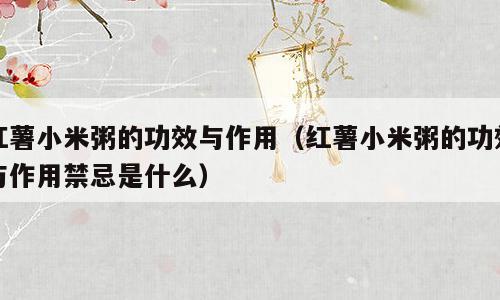 红薯小米粥的功效与作用（红薯小米粥的功效与作用禁忌是什么）