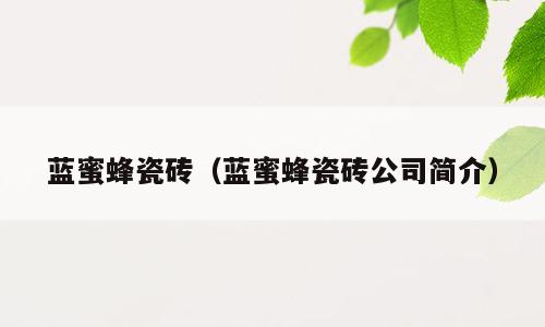 蓝蜜蜂瓷砖（蓝蜜蜂瓷砖公司简介）