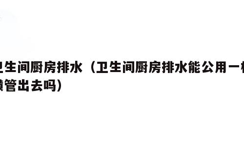 卫生间厨房排水（卫生间厨房排水能公用一根横管出去吗）