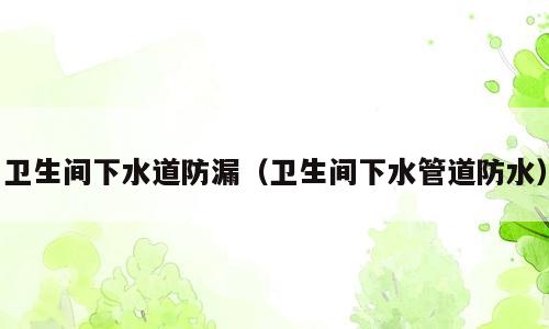 卫生间下水道防漏（卫生间下水管道防水）