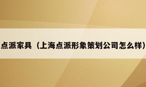 点派家具（上海点派形象策划公司怎么样）