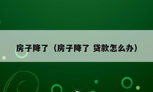 房子降了（房子降了 贷款怎么办）