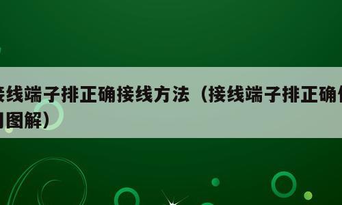 接线端子排正确接线方法（接线端子排正确使用图解）