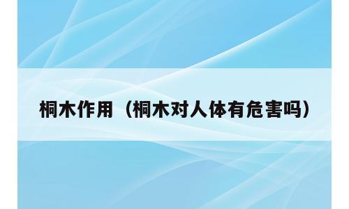 桐木作用（桐木对人体有危害吗）