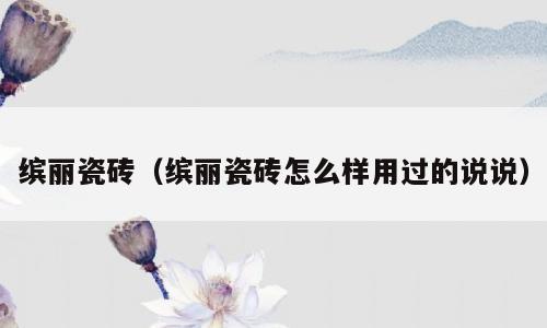 缤丽瓷砖（缤丽瓷砖怎么样用过的说说）