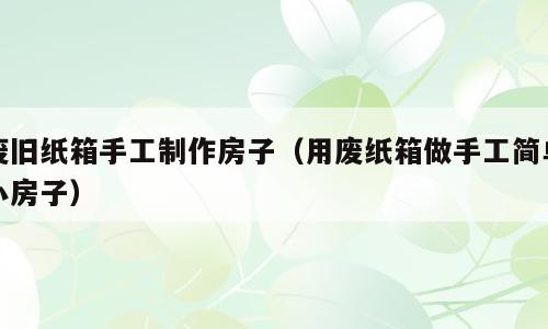 废旧纸箱手工制作房子（用废纸箱做手工简单小房子）