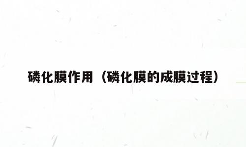 磷化膜作用（磷化膜的成膜过程）