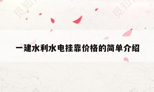 一建水利水电挂靠价格的简单介绍