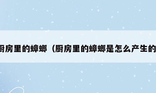 厨房里的蟑螂（厨房里的蟑螂是怎么产生的）