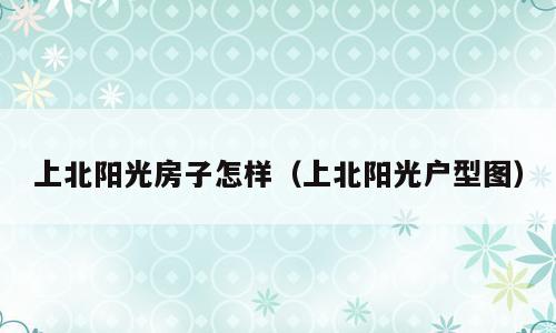 上北阳光房子怎样（上北阳光户型图）