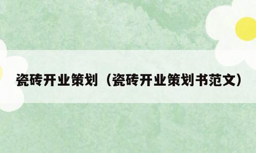 瓷砖开业策划（瓷砖开业策划书范文）