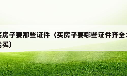 买房子要那些证件（买房子要哪些证件齐全才能买）