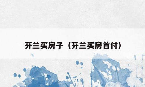 芬兰买房子（芬兰买房首付）