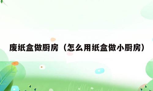 废纸盒做厨房（怎么用纸盒做小厨房）
