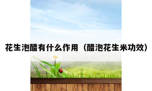 花生泡醋有什么作用（醋泡花生米功效）