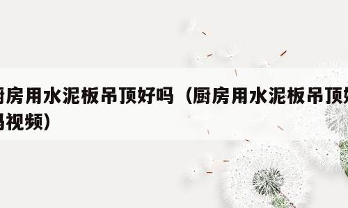 厨房用水泥板吊顶好吗（厨房用水泥板吊顶好吗视频）