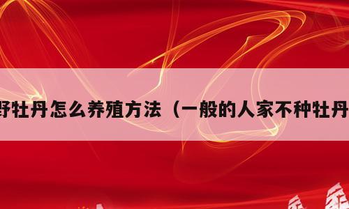 野牡丹怎么养殖方法（一般的人家不种牡丹）