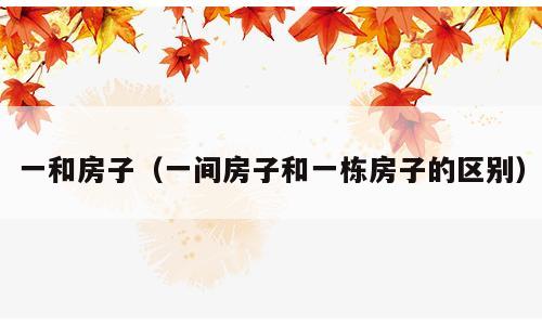 一和房子（一间房子和一栋房子的区别）