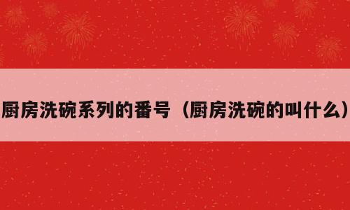 厨房洗碗系列的番号（厨房洗碗的叫什么）