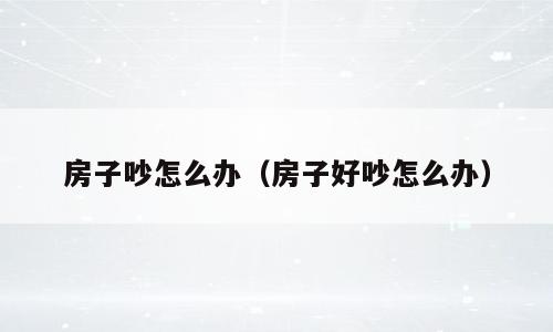 房子吵怎么办（房子好吵怎么办）