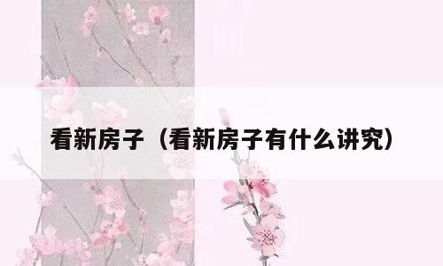 看新房子（看新房子有什么讲究）