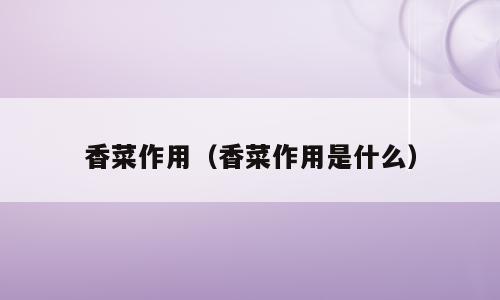 香菜作用（香菜作用是什么）