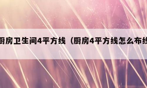 厨房卫生间4平方线（厨房4平方线怎么布线）