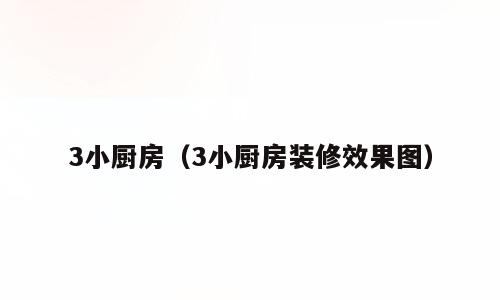 3小厨房（3小厨房装修效果图）
