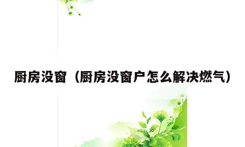 厨房没窗（厨房没窗户怎么解决燃气）