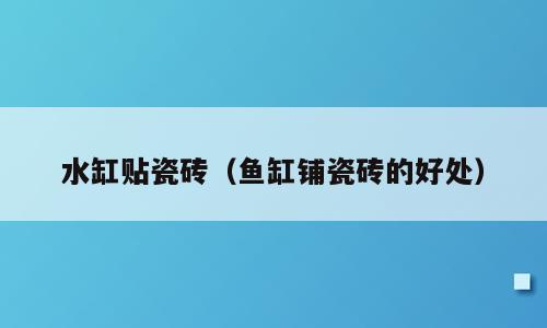 水缸贴瓷砖（鱼缸铺瓷砖的好处）
