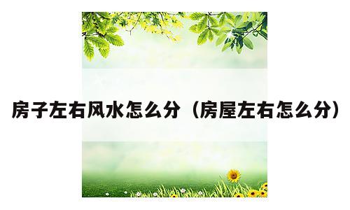 房子左右风水怎么分（房屋左右怎么分）