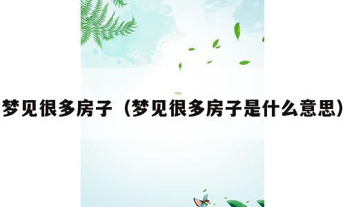 梦见很多房子（梦见很多房子是什么意思）