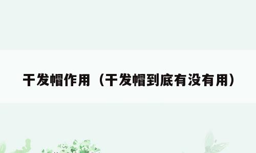 干发帽作用（干发帽到底有没有用）