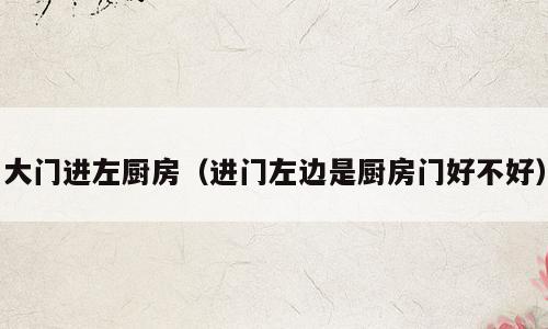 大门进左厨房（进门左边是厨房门好不好）
