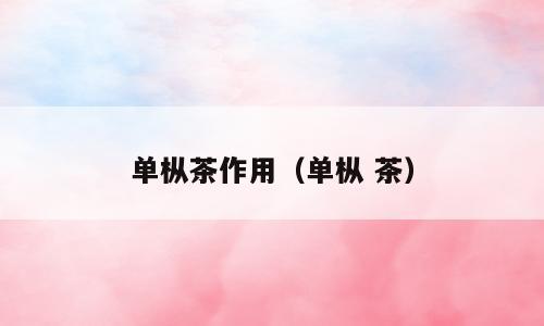单枞茶作用（单枞 茶）