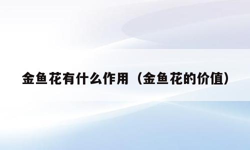 金鱼花有什么作用（金鱼花的价值）