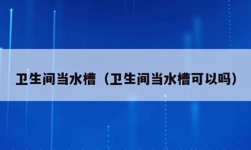卫生间当水槽（卫生间当水槽可以吗）