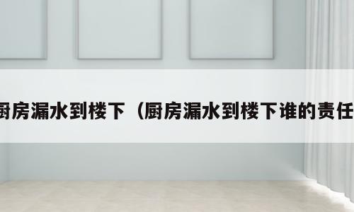 厨房漏水到楼下（厨房漏水到楼下谁的责任）