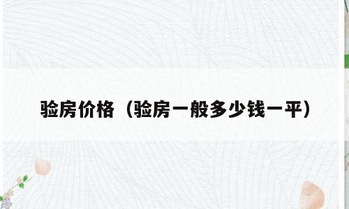 验房价格（验房一般多少钱一平）