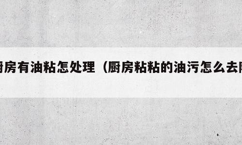 厨房有油粘怎处理（厨房粘粘的油污怎么去除）