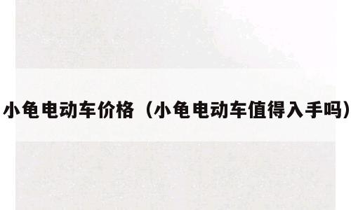 小龟电动车价格（小龟电动车值得入手吗）