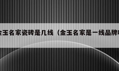 金玉名家瓷砖是几线（金玉名家是一线品牌吗）