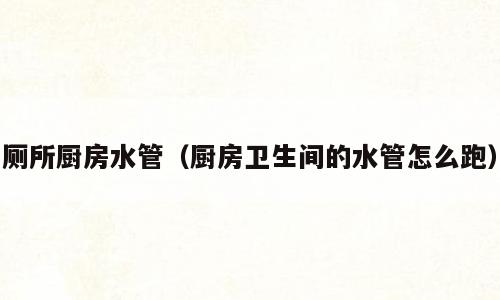 厕所厨房水管（厨房卫生间的水管怎么跑）