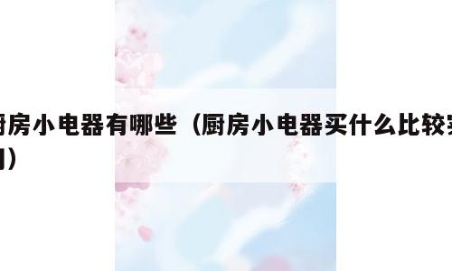 厨房小电器有哪些（厨房小电器买什么比较实用）