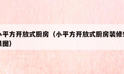 小平方开放式厨房（小平方开放式厨房装修效果图）