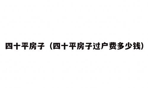 四十平房子（四十平房子过户费多少钱）
