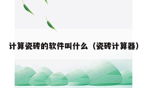 计算瓷砖的软件叫什么（瓷砖计算器）